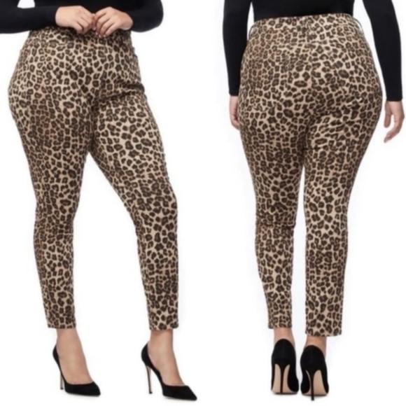 Good American Good Waist Leopard Print Jeans Sz 14/32 Cheetah Animal Print - Picture 2 of 5